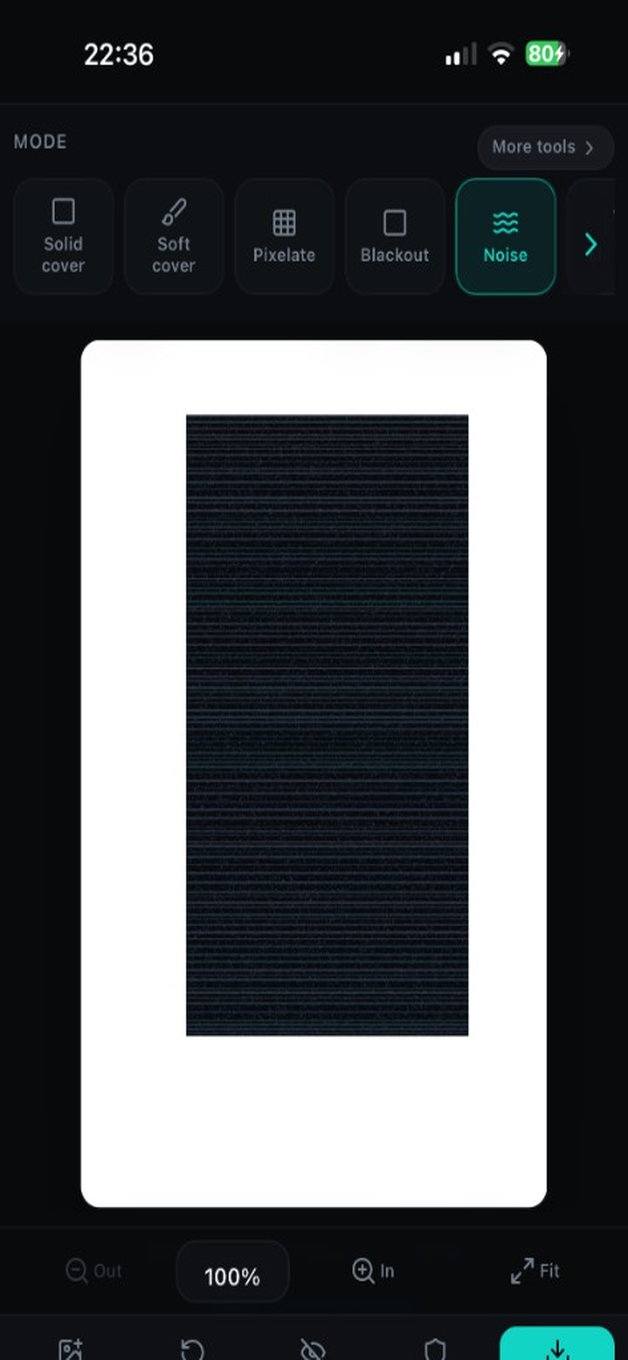 Noise cover replacing selected pixels